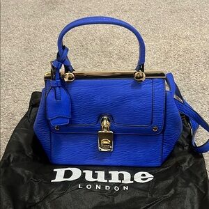 Dune London Blue Satchel with Gold Hardware
